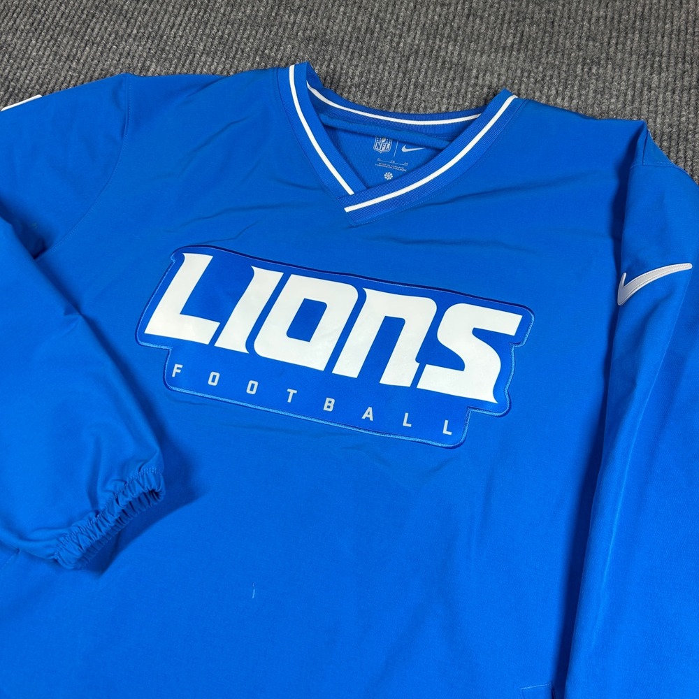 Nike Windbreaker Men's XL NFL Detroit Lions Football Jacket Blue 02F4-45